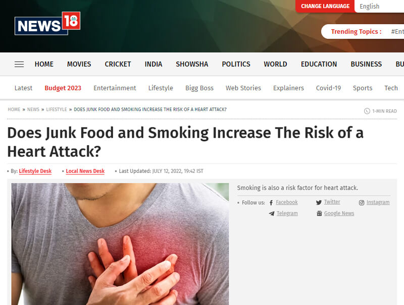 Does Junk Food and Smoking Increase The Risk of a Heart Attack?
