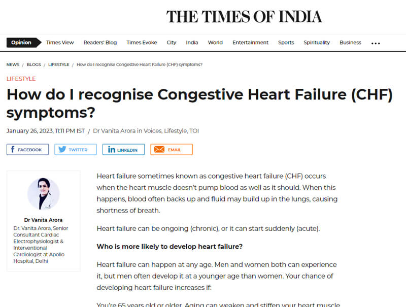 How do I recognise Congestive Heart Failure (CHF) symptoms?